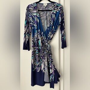 Donna Morgan Blue and Purple Midi Dress